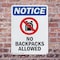 Signmission No Backpacks Allowed, 12 in W x Rectangle, Plastic OS-2PACK-NS-P-1218-V-14388 - alternate 5